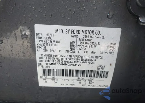 2021 Ford Explorer Xlt from USA, damaged, VIN 1FMSK8DH4MGA93129